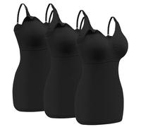 Angelhood Maternity Nursing Tank Tops for Breastfeeding,Womens Nursing Maternity Cami Built in Bra Sleep Bra, 3×Black, S