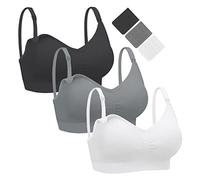 Angelhood Nursing Bra 3 Pack Womens Maternity Breastfeeding Bra Wireless Sleep Bra Bralette with Extenders & Clips - grey - M