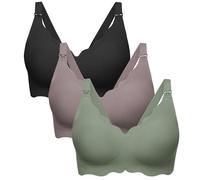 Angelhood Nursing Bras for Breastfeeding 3 Pack Seamless Maternity Bra, Black/Coffee/Green, M