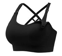 Angelhood Nursing Bras for Breastfeeding, Seamless Nursing Sports Bra Medium Impact Support Maternity Bras for Pregnancy, Black, M