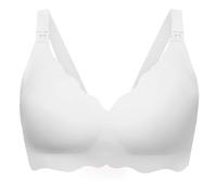 Angelhood Nursing Bras for Breastfeeding Ultra Comfort Seamless Maternity Bra Wireless Pregnancy Bralette with Bra Extender, White, M