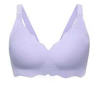Angelhood Nursing Bras for Breastfeeding Ultra Comfort Seamless Maternity Bra Wireless Pregnancy Bralette with Bra Extender, Purple, XL