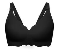 Angelhood Nursing Bras for Breastfeeding Ultra Comfort Seamless Maternity Bra Wireless Pregnancy Bralette with Bra Extender, Black, L