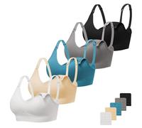 Angelhood Ribbed Nursing Bra Wireless V Neck Maternity Nursing Bra Low Cut Bralette Sleeping Breastfeeding with Extenders, Black/Grey/White/Acid Blue/Nude, XXL