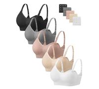 Angelhood Women Nursing Bras for Breastfeeding 5 Pack, Maternity Sleep Bra, 5 Pack Multicoloured a, M