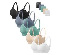 Angelhood Women Nursing Bras for Breastfeeding 5 Pack, Maternity Sleep Bra, 5 Pack Multicoloured Y, L