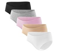 Angelhood Womens Maternity Panties Foldable Maternity Underwear Under Bump Pregnancy Postpartum Brief Pack of 5 - - Large
