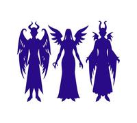 Angelic and Demonic Silhouettes a Celestial six Engraving Decals 40x50.6cm Do not Damage The Wall Surface DarkBlue