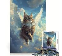Angelic Cat 1000-piece Jigsaw Puzzles Logical Skill Mindful Leisure Precise Join Thoughtful Gift (38x52cm)