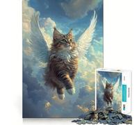Angelic Cat Adults 1000 Pieces Puzzle Mind Training Fun Burr Free Clean Cut Pieces Heartwarming Gathering Activity (38x52cm)