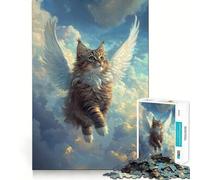 Angelic Cat Jigsaw for Adults 1000 Pieces Brain Memory Game Laser Cut for Flawless Fit Unique Gift for Stress Relief (50x75cm)