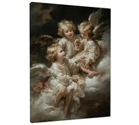 Angelic Cherubs Fantasy Canvas Wall Art, Soft Cream Cloud Painting, Heavenly Decoration for Home Aesthetic, Living Room, Bedroom, Gift for All Seasons 8x12 Inch