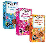 Angelic Free From 3 Mixed Box Vegan & Gluten Free Cookies Mixed Box 3 x 125g, Double Chocolate, Chocolate Chip, Ginger, Top 14 Allergen Free Biscuits, Dairy Free, Egg Free, Nut Safe, Plant Based.