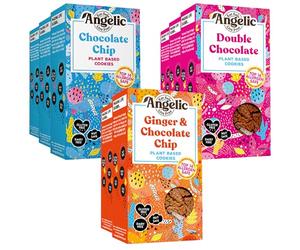 Angelic Free From 8 Pack Vegan & Gluten Free Cookies - Mixed Flavours (3 Chocolate Chip, 3 Double Chocolate, 2 Ginger & Chocolate Chip) - Allergen Safe, Dairy, Nut, Soya & Egg Free