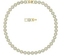 Angelic Gold Crystal Necklace - 18K Yellow Gold Plated 38-40.5cm Adjustable, Dainty Around Crystal Pendant for Women's Everyday Wear