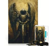 Angelic Knight Jigsaw Puzzles 1000 Piece for Adults Recall Fun Play Firm Fit Secure Assembly Family Fun Night Activity (38x52cm)