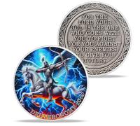 Angelic Knights in Armor Prayer Christian Challenge Coin with Riding on White Horses, Religious Coin Christian Tokens Coins Quote Deuteronomy 20:4, God be with You Christian Gifts Coins