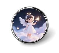 Angelic Little Girl Lapel Pin Fashion Brooch Pin Cute Button Badges Round Button Pins Enamel Pins Metal Pins back for Hat Shirt Clothing Bags Decoration