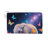 Angelic Little Girl Wallet for Men Women Canvas Coin Purse Zippered Change Holder with Secure Closure, Astra Elephant, One Size, Astra Elephant