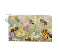 Angelic Little Girl Wallet for Men Women Canvas Coin Purse Zippered Change Holder with Secure Closure, Bees, One Size