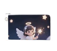 Angelic Little Girl Wallet for Men Women Canvas Coin Purse Zippered Change Holder with Secure Closure