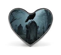 Angelic Little Women Lapel Pin Fashion Brooch Pin Cute Button Badges Heart Shape Button Pins Enamel Pins Metal Pinback for Hat Shirt Clothing Bags Decoration, Black Crow on Tombstone, Love form