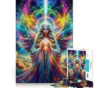 Angelic Love Prayer Jigsaw Puzzles 1000 Mental Focus Game Precision Cut Smooth Edges Meaningful Connection Building Game (38x26cm)