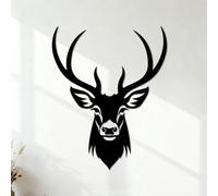 Angelic Silhouette of Deer Head Engraving Stickers 52x65.1cm Easy Installation Black