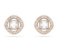 Angelic Square stud earrings, Square cut, White, Rose gold-tone plated