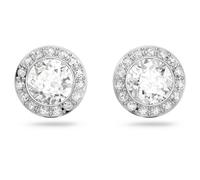 Angelic stud earrings, Round cut, White, Rhodium plated
