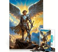 Angelic Warrior, Archangel Michael Jigsaw Puzzle 1000 Pieces Focus Building Toy Firm Fit Secure Assembly Holiday Indoor Entertainment Toy (38x26cm)