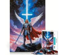 Angelic Warrior Archangel Michael Jigsaw Puzzles for Adults 1000 Think Boost Game Precise Interlock Structure Easy to Learn Family Enjoyment (50x75cm)