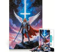 Angelic Warrior Archangel Michael Jigsaw Puzzles1000 Pieces Recall Skill Fun Professional Grade Cutting Thoughtful Gift for Mind Activity (38x52cm)