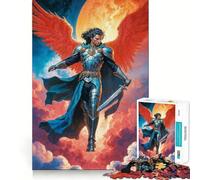 Angelic Warrior Michael 1000 Adult Pieces Jigsaw Puzzle Mind Challenge Toy Neat Cut Perfect Alignment Family Fun Night Activity (38x26cm)