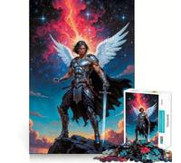 Angelic Warrior Michael Jigsaw for Teenagers 1000 Pieces Mental Improve Play Uniform Size Precise Pieces Family Fun Night Activity (38x52cm)