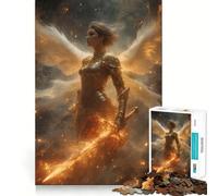 Angelic Warrior with Flaming Sword Jigsaw Puzzle 1000 Piece Creative Skill Toy Clean Cut Sturdy Components Travel-friendly Brain Game Gift (38x26cm)