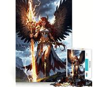 Angelic Warrior with Lightning Staff Adult Jigsaw Puzzles1000 Pieces Brain Game Gift High Precision Die Cut Relaxing Indoor Group Activity (38x26cm)