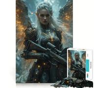 Angelic Warrior with Rifle 1000 Piece Jigsaws for Adults Brain Recall Game Tight Interlock No Gaps Calming Mental Break Activity (38x26cm)
