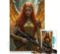 Angelic Warrior with Rifle Jigsaw 1000 Piece Mind Skill Play Stable Fit No Shifting Parts Enjoyable Pastime for Long Weekends (50x75cm)