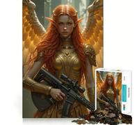 Angelic Warrior with Rifle Jigsaw 1000 Pieces for Teenagers Memory Train Fun Clean Seamless Connection Relaxing Indoor Group Activity (38x52cm)