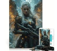 Angelic Warrior with Rifle Jigsaw Puzzle 1000 Recall Fun Play Advanced Laser Cutting Tech Holiday Indoor Entertainment Toy (50x75cm)