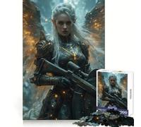 Angelic Warrior with Rifle Jigsaw Puzzles for Adults 1000 Memory Training Time Well Spent Precise Edges Best Gift (38x52cm)