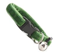 Angelica Green Double Velvet Soft Cat Collar. Beautiful cat safety collars with bell available in a range colours made in the UK from velvet ribon, purrfect for your kitty