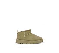 'Angelina' Flat Ultra Mini Ankle Boots with Faux Fur Insole XY London Light Stone 3