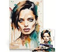 Angelina Jolie Painting 1000 Piece Jigsaw Puzzles for Adults Jigsaw Mental Sharpness Quiet Enjoyment Smooth Edges Heartfelt Gift (50x75cm)