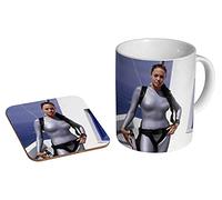 Angelina Jolie Tomb Raider Scuba Ceramic Tea - Coffee Mug + Coaster Gift Set …