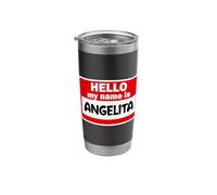 Angelita Hello Hi My Name is Tshirt Name On Custom Stainless Steel Insulated Tumbler