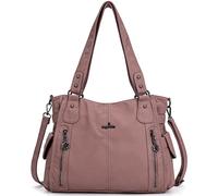 Angelkiss 2 Top Zippers Multi Pockets Women Handbags/Washed Leather Purses/Shoulder Bags 1193