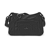 Angelkiss Crossbody Bags for Women, Ladies Shoulder Handbags and Purses Medium Faux Leather Pocketbooks, Black-1, M