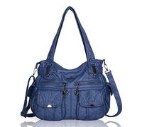 Angelkiss Leather Handbag Design/Shoulder/Shoulder Bag/Large Capacity 8 Small Pockets for Girls/Women, 5739blue, M, Stylish